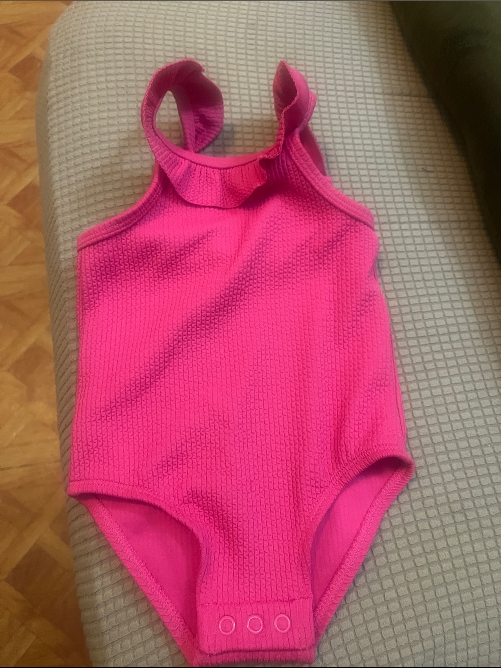 Carter's Bright Pink Ruffle-Trim One-Piece Bodysuit
